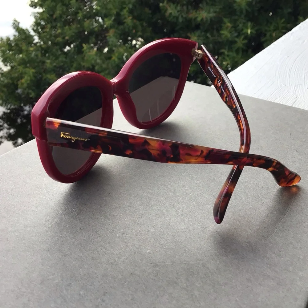 Salvatore Ferragamo Women's Maroon Cateye Sunglasses SF675S 512 with Case